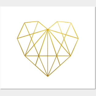 Gold geometric heart Posters and Art